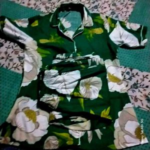 Floral Print Cotton Night Suit Set