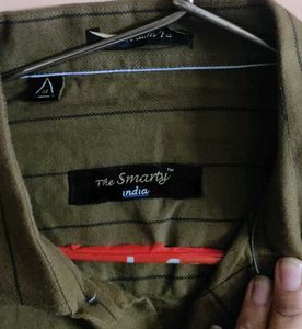 Men's Olive Striped Formal Shirt