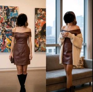 Chic Off-Shoulder Faux Leather Mini Dress