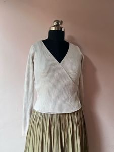 Cream Wrap Long Sleeve top