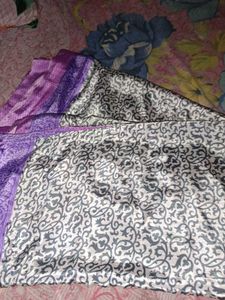 Elegant Printed Saree with Purple Border