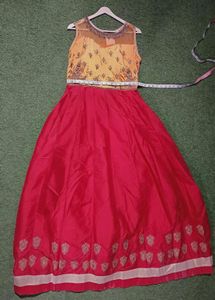 Red &amp; Yellow Embroidered Maxi Dress