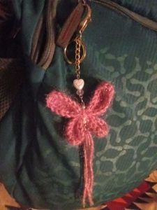 Handmade crochet butterfly keychain