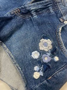 Floral Embroidered Denim Shorts