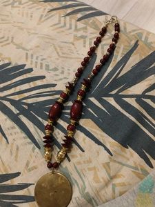 Boho Statement Necklace with Red Stone
