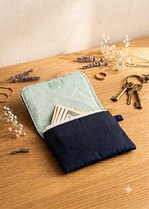 Navy Blue Clutch with Flower Accent