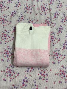 Pink &amp; White Color Block Sweater