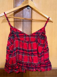 New Look Red Plaid Cami Top