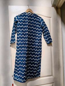 Branded Indigo Chevron Print Cotton Kurta