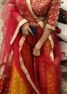 Stunning Red & Yellow Lehenga Choli