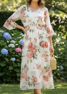 Floral Chiffon Midi Dress