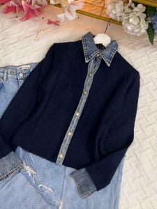 Denim Collar Navy Sweater