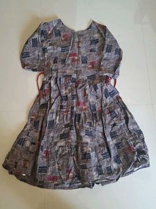 Stylish Grey Printed Kurta with Red Pants