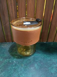 slub glass cup Tumbler with Leather Sleeve