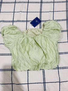 Green Puff Sleeve Top