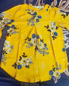 Yellow Floral Bell Sleeve Top
