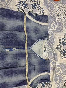 Unused,Blue Printed Kurta