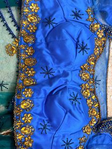 y2k Stunning Blue &amp; Teal Embroidered Lehenga saree