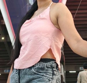 Cute Pink Halter Neck Top