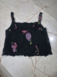 Smocked Floral Crop Top