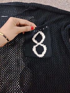 Black Knit Sweater with "8" Detail