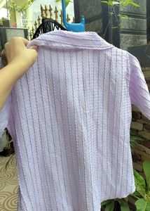 Lavender Textured Button-Up Shirt