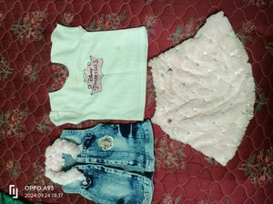 3 Pcs  Furr Skirt Set reduced price ramzan offer