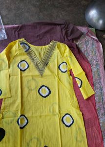 Yellow Kurta with Abstract Print
