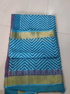 Blue Chevron Pattern Saree