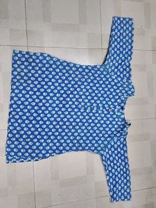 Blue Block Print Kurta