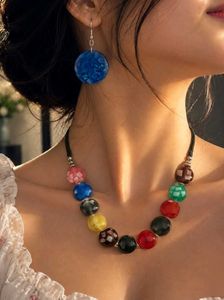 Multicolor Resin Necklace Set (Adjustable)