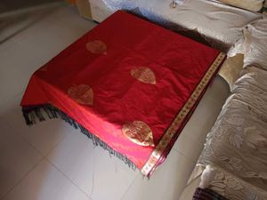 Orange &amp; Dark Coffee Colour Mix Silk Saree Blouse