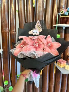 Elegant Pink Flower Bouquet with Butterfly