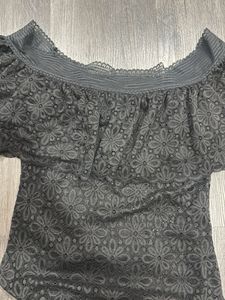 Black Lace Off-Shoulder Bodysuit