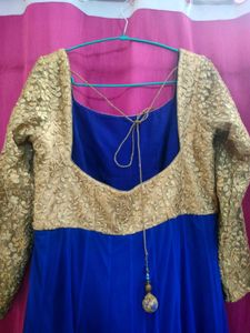 Elegant Blue &amp; Gold Ethnic Gown