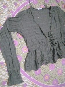 Chic Olive Green Peplum Top