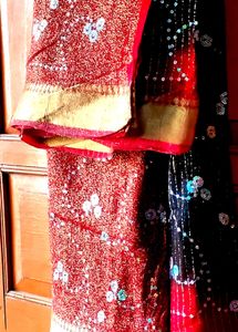 Sparkling Red &amp; Black Saree