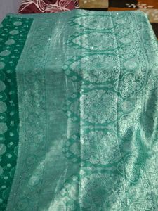 Emerald Green Saree with Silver Border