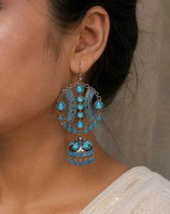 Exquisite Blue Jhumka Earrings