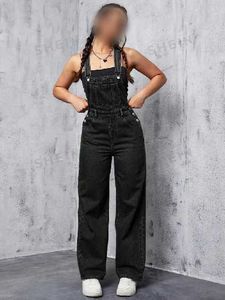 New Black Denim Overalls