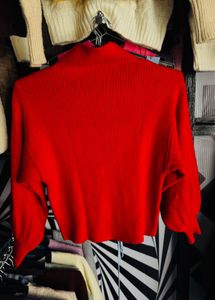 Red Knit Mock Neck Sweater