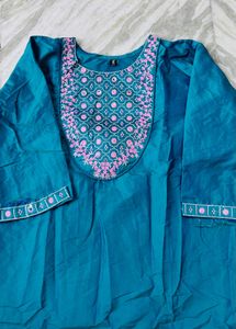 Teal Embroidered Kurta