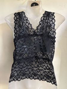 Black Lace V-Neck Sleeveless Top
