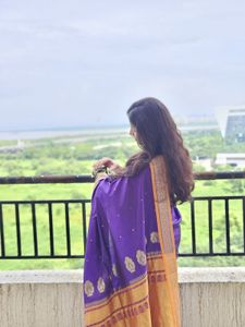 Purple Silk Saree with Princess cut blouse