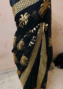 Black &amp; Gold Embroidered beautiful 😍 saree