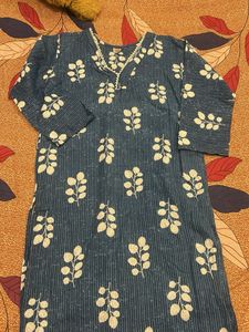 Blue Leaf Print Kurta