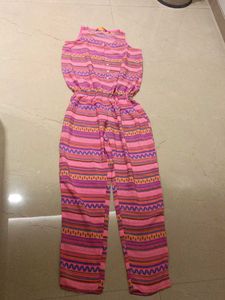 Boho Pink Striped Jumpsuit
