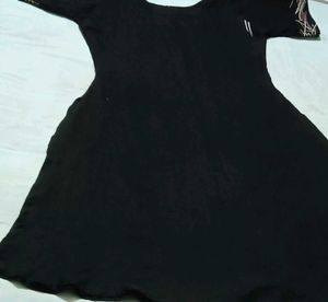 Black Kurta with Red Floral Print