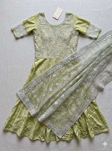 Elegant Mint Green Anarkali Gown