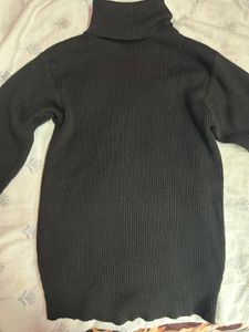 Black Turtleneck Ribbed Sweater
